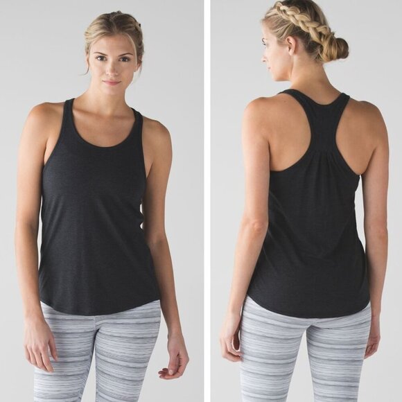 Lululemon Yogi Everyday Racerback Tank Top Heathered Black 27593 - Picture 1 of 8
